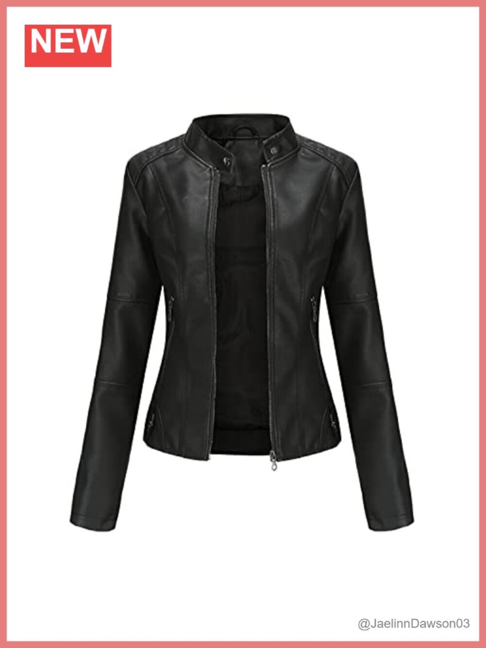 Faux Leather Jacket Women Belted Motorcycle Biker Moto Zip Up Coat